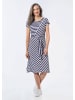 GOLDNER Kurzgröße:  Kleid mit U-Boot-Ausschnitt in marine / weiß / gemustert