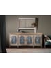Giner y Colomer Zweifarbiges Sideboard aus geschnitztem Teakholz in Blue