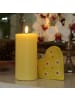 Deluxe Homeart LED Kerze Mia Echtwachs flackernd H: 15cm D: 7,5cm in gelb