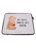 Mr. & Mrs. Panda Laptop Tasche Bär Kaffee mit Spruch in Grau Pastell