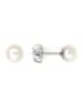 Steel_Art Ohrringe Damen Perlohrstecker 6mm silberfarben poliert in Weiß