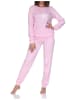 NORMANN Langarm Kuschel Interlock Schlafanzug Langarm Sterne Optik in pink