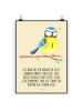 Mr. & Mrs. Panda Wandbild Vogel Blaumeise mit Spruch in Blumig