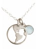 Gemshine Halskette mit Anhänger Welt Globus Weltkugel - Chalcedon Outdoor Schmuck in silver coloured