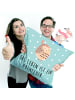 Mr. & Mrs. Panda Kissen 40x40 Eule Federschmuck mit Spruch in Türkis Pastell