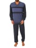 NORMANN Frottee langarm Schlafanzug Pyjama Bündchen - 81285 in blau