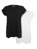 Urban Classics Urban Classics Damen Ladies Extended Shoulder Tee 2-Pack in black/white