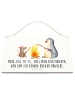 Mr. & Mrs. Panda Deko Schild Pinguin Lagerfeuer mit Spruch in Weiß
