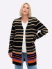sheego Strickjacke in schwarz-beige-gestreift