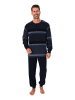 NORMANN Langarm Schlafanzug Frottee Stretch Pyjama Bündchen in marine