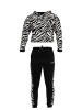 Tom Barron Freizeitanzug Damen Freizeit Trainingsanzug mit Zebramuster in black