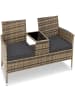 tectake Rattan-Gartensitzbank, 2-Sitzer, 133 x 63 x 84 cm, 6-cm-Polster