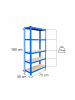 relaxdays Schwerlastregal in Blau/ Braun - (B)75 x (H)180 x (T)30 cm