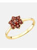 Diamant L'éternel Cluster-Ring aus 375 Gelbgold mit Granat