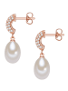 Valero Pearls Perlen-Ohrstecker Sterling Silber Zirkonia Süßwasser-Zuchtperle in roségold