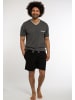 CiTO Schlafanzug - T-Shirt mit Hose kurz Night & Home in Grau / Schwarz