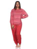 NORMANN Frottee Schlafanzug Bündchen Streifen - 81777 in rot
