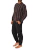 NORMANN Langarm Schlafanzug Pyjama Bündchen Streifen in dunkelgrau