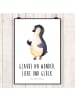 Mr. & Mrs. Panda Bild Pinguin Marienkäfer mit Spruch in Weiß