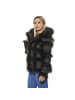 Mr&Mrs Italy Schwarz Poly Jacke mit Lamm Webpelz Kapuze für Damen