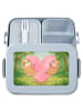 Mr. & Mrs. Panda Lunch Box Faultiere Herz Design ohne Spruch in Blau Pastell