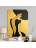 WALLART Leinwandbild Gold - Dame mit Hut in Dunkelblau in Blau