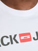 Jack & Jones JJECORP Print Kurzarm CREW NECK T-Shirt Plus +Size in Weiß