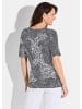 GOLDNER Kurzgröße:  Blusenshirt mit Blättermuster in schwarz / weiß / gemustert