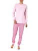NORMANN Pyjama Schlafanzug langarm Bündchen und Spitze in rosa