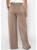 SASSYCLASSY Satin Hose mit weitem Bein in Taupe