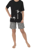 NORMANN Shorty Pyjama kurzarm kurze Hose Karomuster Giraffen - 44676 in schwarz