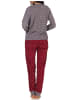 NORMANN Frottee Pyjama Bündchen Herz Tupfen und Ringeldesign - 58211 in Rot
