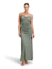 Vera Mont Abendkleid mit Wasserfallausschnitt in Dark Green/Grey