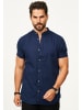 behype Kurzarmhemd - als Sommerhemd aus Leinen im Regular-Fit in Navy
