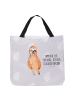 Mr. & Mrs. Panda Tasche Faultier Zufrieden mit Spruch in Grau Pastell