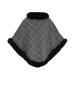 fraully Damen Poncho in Grau Kariert