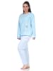 NORMANN langarm Schlafanzug Pyjama Katzen und karierter Jersey Hose - 66204 in hellblau