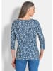 GOLDNER Kurzgröße:  Halbarm Viskoseshirt im Allover-Design in blau / gemustert