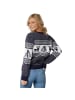 tectake Festtagspullover, Winterlicher Strickpullover in Blau und Weiß