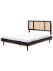 Beliani Doppelbett AURAY in Schwarz/Heller Holzfarbton - (W) 165 x (H) 119 x (L) 204 cm