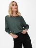 ONLY Kurzer Stretch Strickpullover Langarm Sweater ONLADALINE in Grün