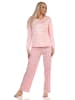 NORMANN Schlafanzug Pyjama karierter Jersey Hose in rosa