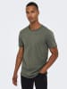 Only&Sons Langes Rundhals T-Shirt Einfarbiges Kurzarm Basic Shirt ONSBENNE in Grün-2