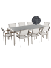Beliani 9-tlg Gartentisch Set GROSSETO in Grau/Weiß/Silber