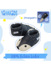 Yihakids Dunkelblaue Baby Leder Krabbelschuhe, mit rutschfester Sohle – Fuchs-Muster