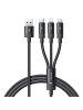 Wisam® 35W 3in1 USB auf USB-C/Lightning/Micro USB Kabel 3.5A, 1.2m schwarz