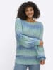 sheego Langarm-Pullover in mint-bleu-gemustert