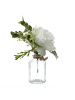 MARELIDA Kunstblumenstrauß Pfingstrose und Hortensie in Mini Glasvase in weiß
