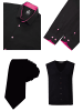 Rusty Neal Hemd mit Weste und Krawatte in Schwarz / Pink