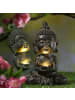 MARELIDA LED Solar Buddha Wackelfigur Gartenfigur H: 19cm Lichtsensor in hellgrau